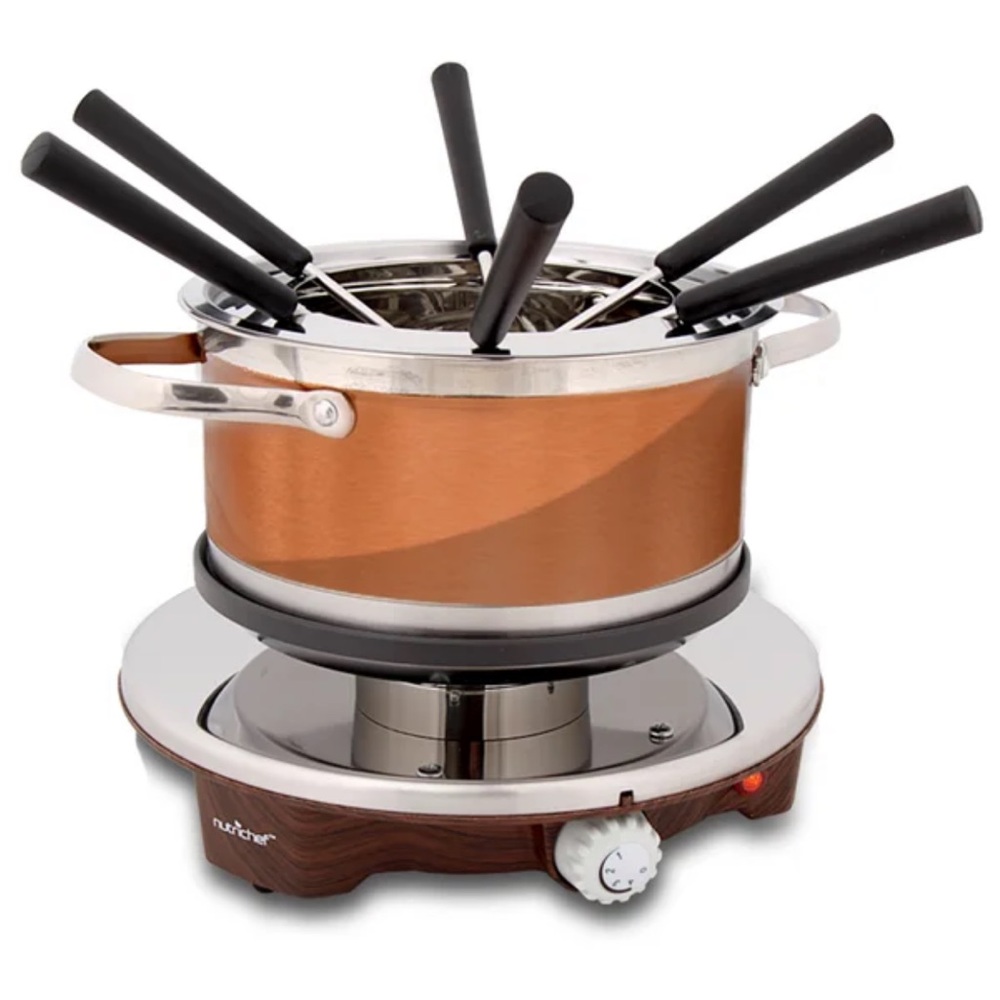NutriChef Electric Melting Pot Fondue Maker with Dipping Forks